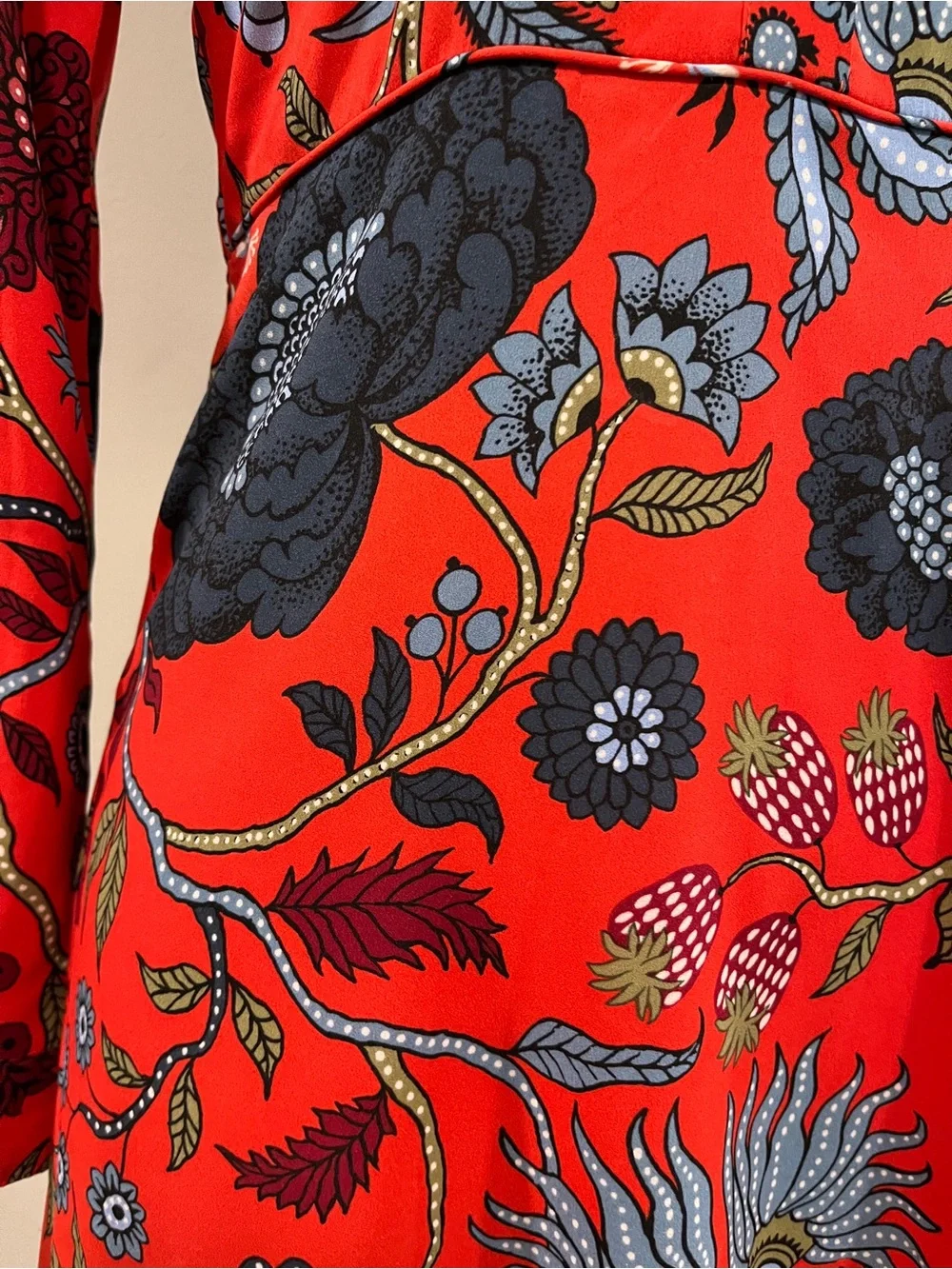 LOFT Red Floral Long-Sleeve fit‎ & flare mini Dress size 00P